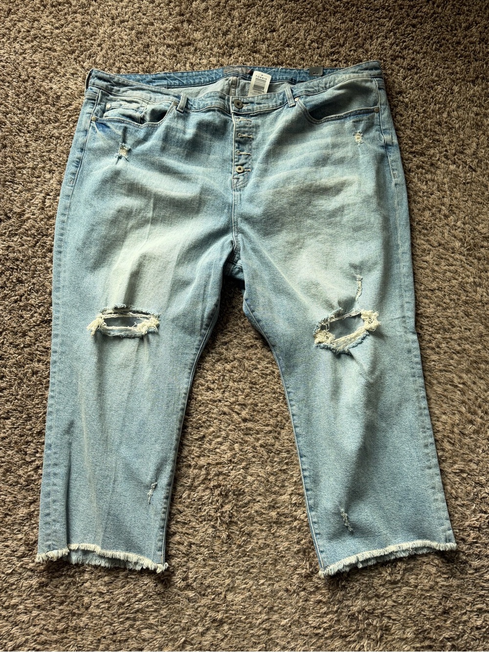 NWT Torrid Stovepipe Cropped Distressed Jeans Light Wash Raw Hem 26S